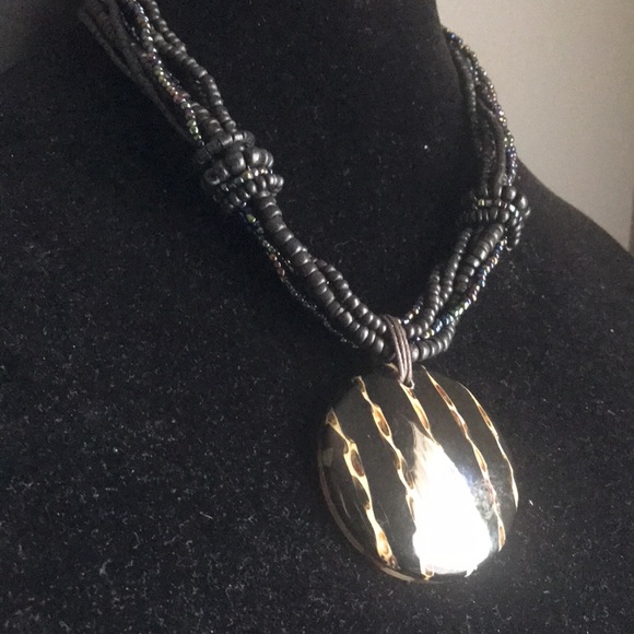 Multi-Colored Seed Beads with Pendant - Picture 2 of 4